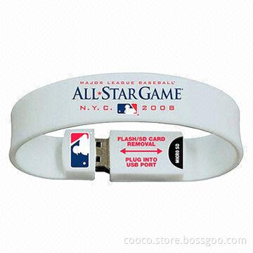 Bracelet USB Flash Drive w/ Twist Cap, Multiple Partition, Plug-and-play Function and LED Indicator